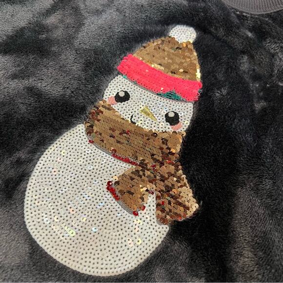H&M Kids Plush Reversible Sequin Snowman Sweater size 8-10 - Picture 11 of 12